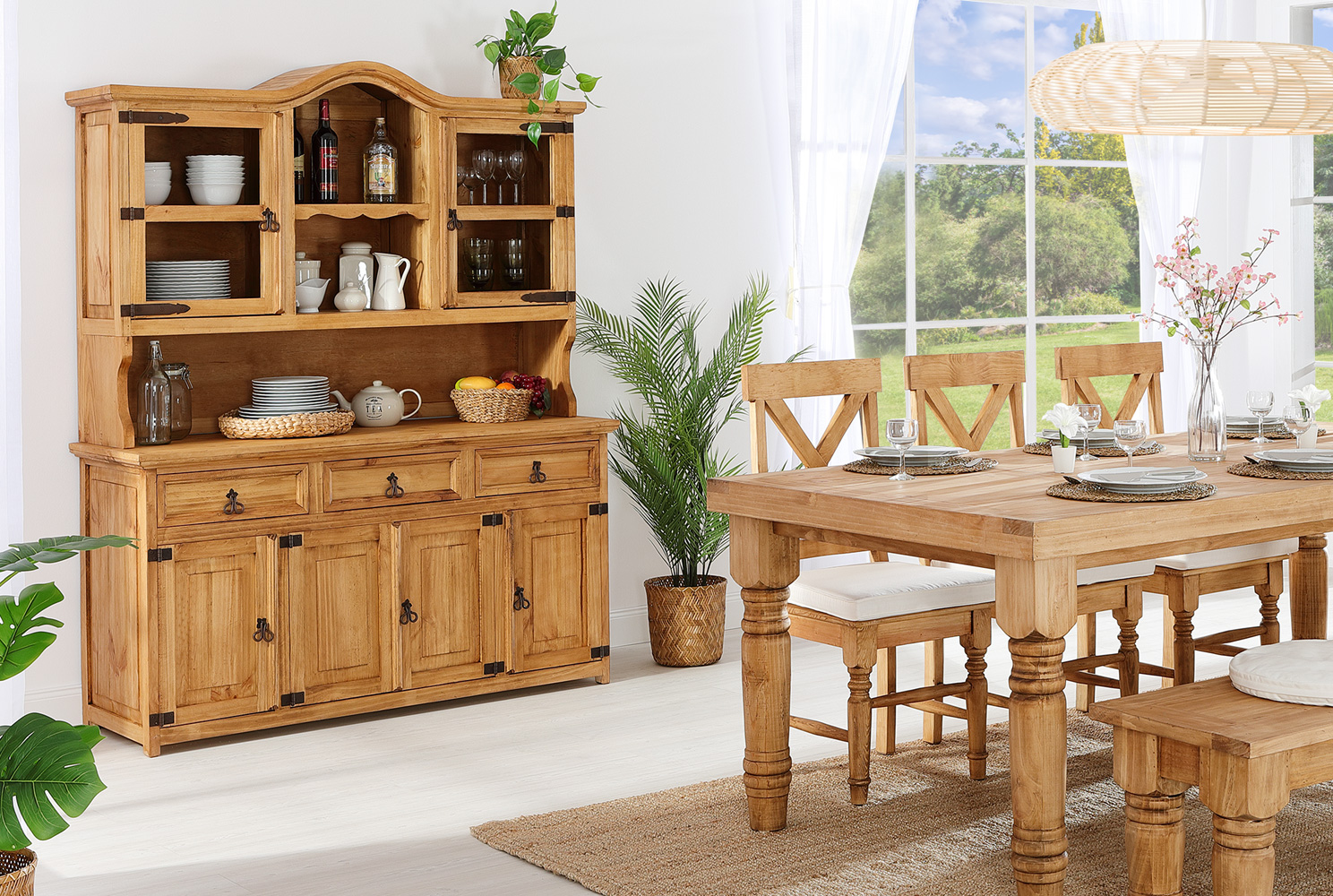 Mexico Kollektion - Buffetschrank klassisch honigfarbig gewachst