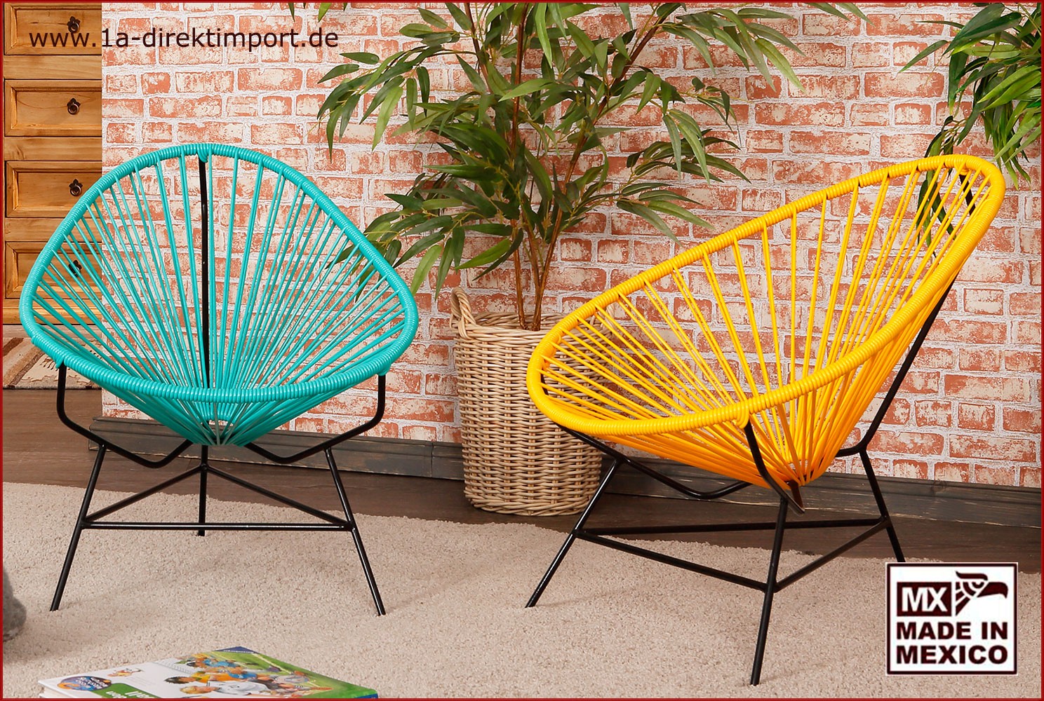 Garten Original Acapulco Chair für Kinder Kult Sessel aus Mexico f schwarz 